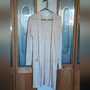 Candie's long cardigan  sweater womens S medium beige white Long Sleeve Pockets